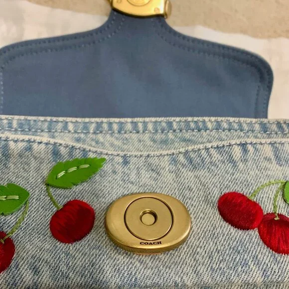 Coach Denim Tabby 20 with Cherries NWT - Picture 3 of 13